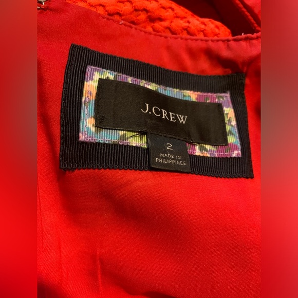 ✨⚡️💥 JCREW MATELASSE KNEE LENGTH CONTRAST PIPING ORANGE/PINK DRESS - Picture 5 of 9